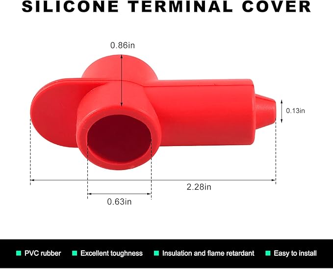 10PCS Silicone Terminal Covers, 1/4" 5/16" Stud Boot Cover for Alternator Battery Power Junction Blocks, Battery Stud Insulated Terminal Protector Cap Fits 18-10 AWG Wire
