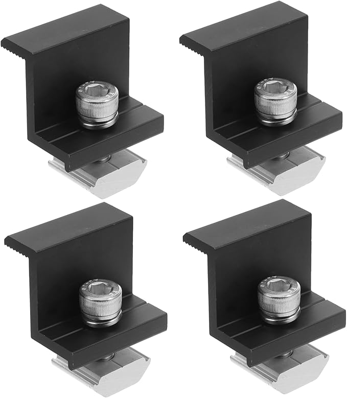 BESPORTBLE 4pcs Solar Panel Mounting Brackets Black Solar End Clamp Panel Clamp Ground Mount Bracket Aluminum Tilt Mount for Installation