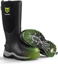 TIDEWE Work Boots Puncture-Proof with Steel Toe & Shank, Waterproof Anti Slip Rubber Boots for men, 6mm Neoprene Outdoor Boots, Durable Hunting Boots for Manufacturing, Construction, Farming(Black,Size 7-13)