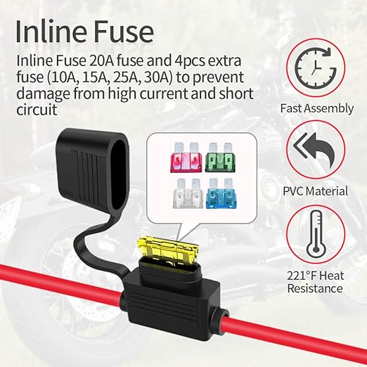 10AWG 5FT SAE Connectors, Battery Alligator Crocodile to SAE, SAE Quick Release Adapter to Alligator Clips Quick Disconnect Cable,with 5 Fuse,for Solar Panel Cars Motorcycles Battery Charger
