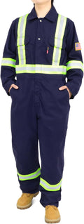 BOCOMAL FR Coveralls Men High Visibility 7.5oz Cotton Twill Flame Resistant Fire Retardant Work Coverall NFPA2112 HRC2