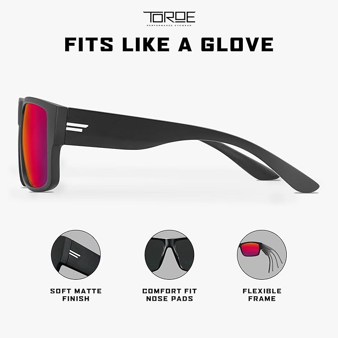 TOROE Z87+ Polarized Safety Sunglasses Matte Black TR90 Frame, ANSI Rated Lens