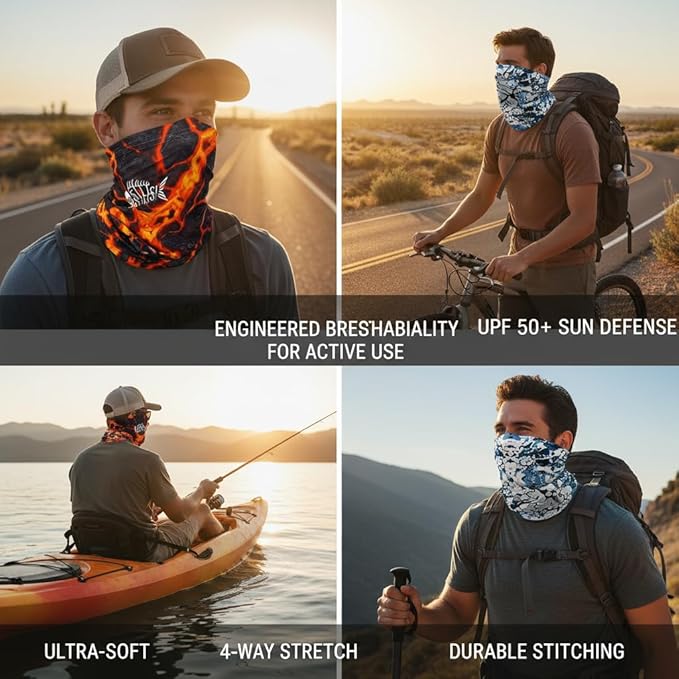 UPF 50 Sun Protection Neck Gaiter - 13-in-1 Multifunctional Face Cover for Hiking, Fishing, Cycling