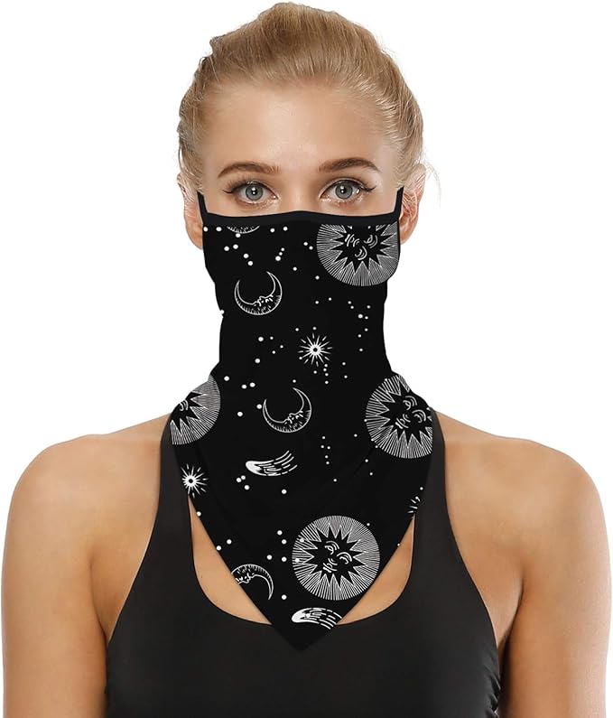 YAYOUREL Neck Gaiter Face Mask Bandanas for Men Women UV Face Scarf Cover Ear Loop Hole Facemask for Fishing Running Cycling