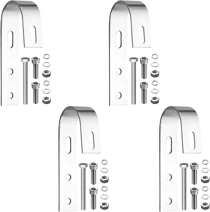 Anbte 4PCS Solar Panel Mounting Brackets for Balcony, Stainless Steel Universal PV Module Hooks, Anti-Corrosion Solar Panel Mounting Kit for Balcony, Flat Roof, Garage Roof, Silver