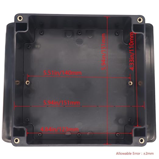 Junction Box IP65 Waterproof ABS Plastic Electrical Project Case Power Junction Boxes, Project Box with Fixed Ear Black 6.30x6.30x3.54 inch (160 x 160 x90 mm)