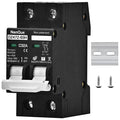 DC 36V to 250V Circuit Breaker 16/20/25/32/40/50/63A - 6kA PV Solar & Battery Protector, AC/DC Short-Circuit Overload Automatic Cut-Off, DIN Rail Mount, Fire-Safe Black Protector (32A)