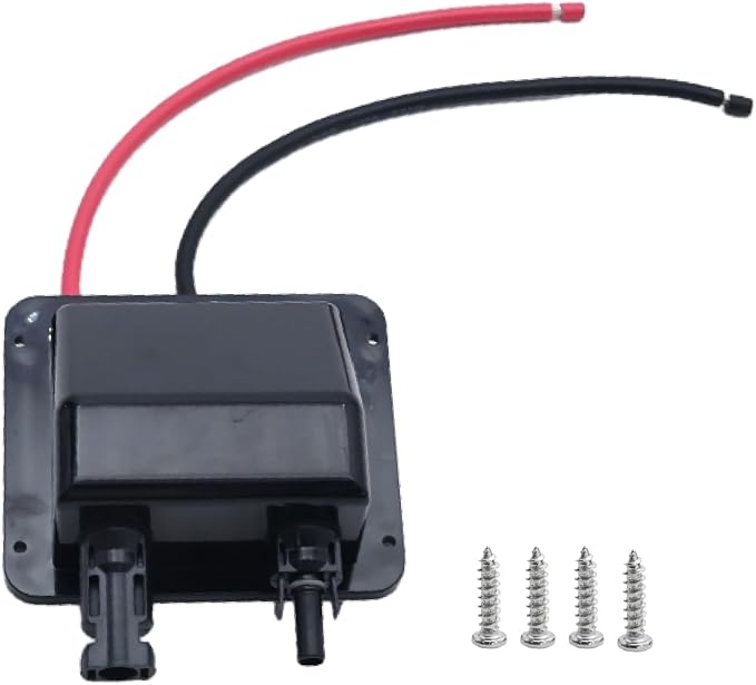 VIKKSAER Black Solar Cable Entry Gland Box, 1FT 10AWG Soft Solar Extension Cable and Connector, UV Resistance Dual Cable Entry Gland Housing on RVs, Caravans, Boats, Campers (1Ft Black)