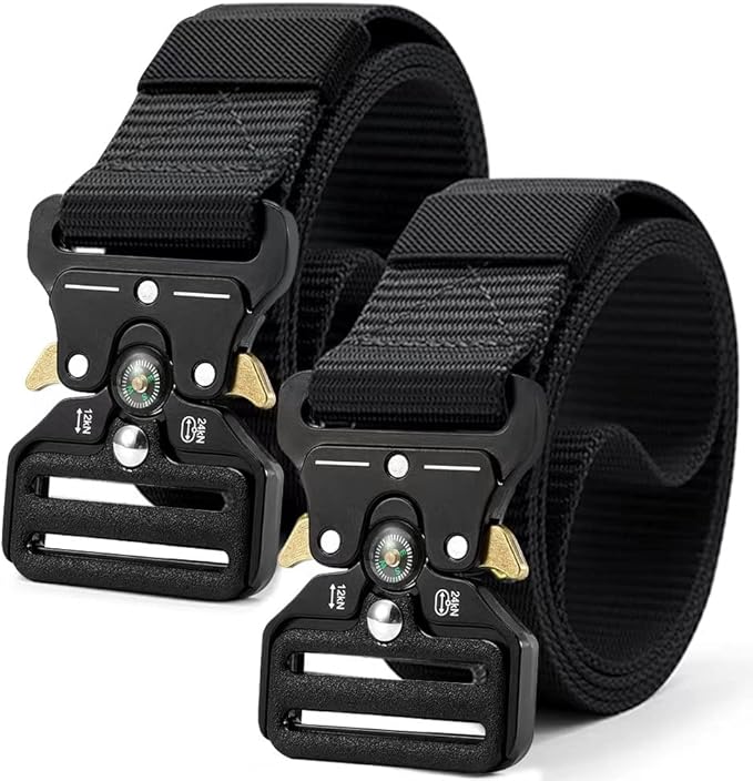 DOOPAI Tactical Belt for Men, 3Pack Military Nylon Web with Heavy Duty Quick Release Metal Buckle