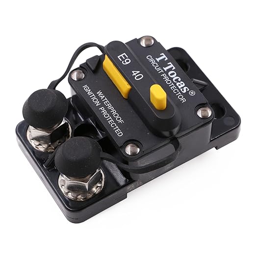 Double 3/8" Stud 40 Amp Thermal Circuit Breaker, Surface Mount, 12V - 72V DC