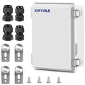 Waterproof Outdoor Project ABS Plastic Junction Box IP67 Weatherproof Dustproof Enclosure with Hinged Cover, Mounting Plate,Wall Brackets for Power Project (10.2"X6.3"X3.9")