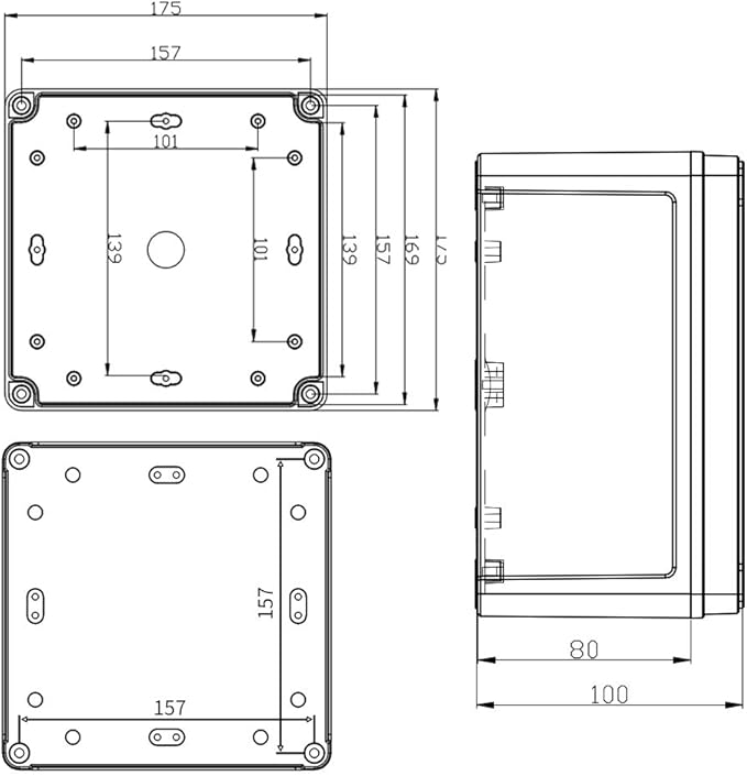 MAKERELE Waterproof Electronic DIY Projects Cable Enclosure Outdoor 6.89”6.89”3.94” (175175100mm) Outside ABS Plastic Electrical Box with 2 NPT 3/8” Glands