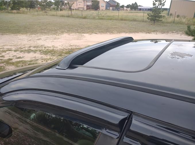 Original 43inch Universal Fit Rain Snow Guard Sun Roof Wind Shade Deflector,1pc Tape-On Dark Smoke Tint Auto Moonroof Window Visor |RN110|