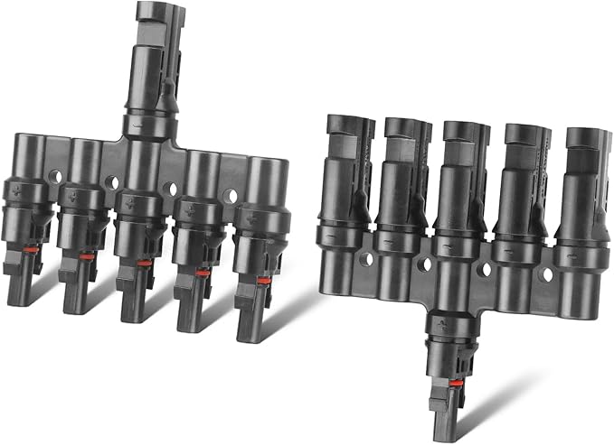 Solar Panel Connector 5 to 1 Solar Y Branch Solar Panel Splitter 5 Way Y Branch Solar Panel Parallel Connectors for Parallel Connection Solar Panels (1 Pair 5 to 1)