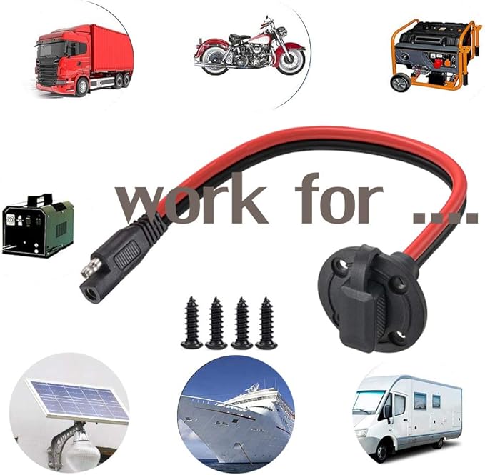 Solar Power Connector,10AWG Weatherproof Power Socket Sidewall Port,Quick Disconnect Wire Automotive Panel Extension Cable for Solar Generator Battery Charger.(50CM DIY Plug)