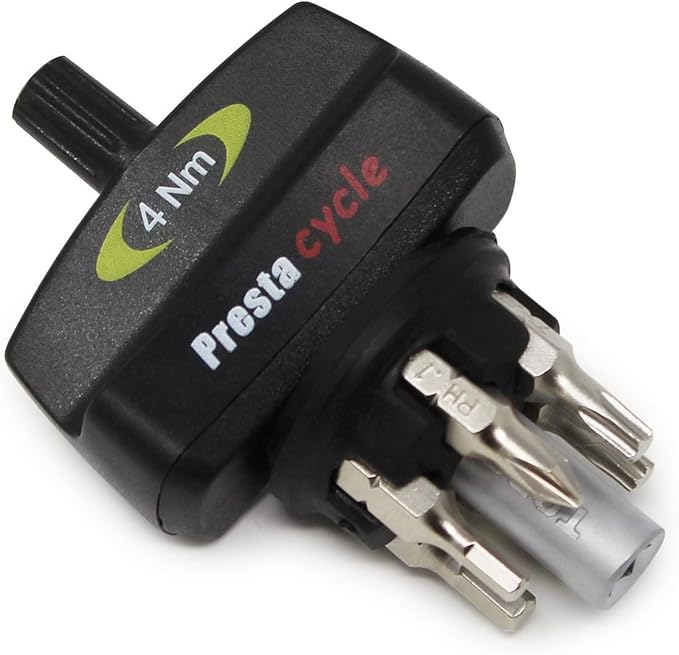 Prestacycle Mini Bike TorqKeys - Preset Torque Tool w/6 Bits & Holder – Compatible with Standard 1/4" hex bit - Choose from Sizes: 3Nm, 4Nm, 5Nm.