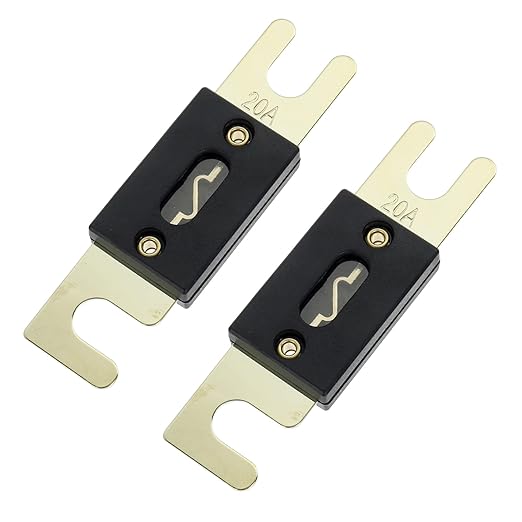 BOJACK 0/2/4 Gauge ANL Fuse Holder and 20 Amp ANL Fuses for 0 2 4 8 Gauge AWG Fuse Block, Automotive Fuse Holder 20A (Pack of 2)