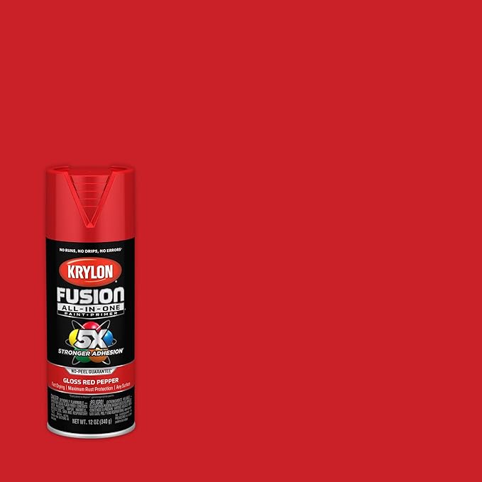 Krylon Fusion All-In-One Adhesive Spray Paint for Indoor/Outdoor Use, 12 oz, Red Pepper
