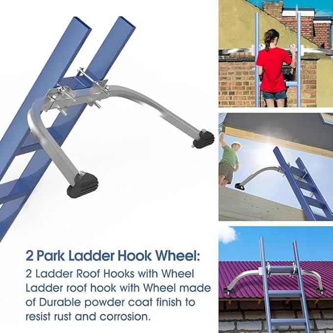 Ladder Stabilizer, Roof Ladder Standoff, Heavy Duty Ladder Stabilizer Accessory with Non-marring Rubber End Caps (Silver)