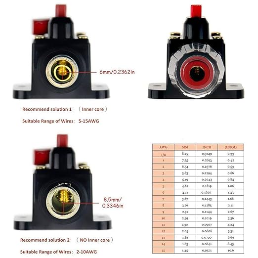 12V-24V DC 100A Fuse Holder Fuse Inverter Circuit Breaker Fuse Manual Reset for Boat Car Audio Stereo Switch and Solar Inverter System 100 Amps