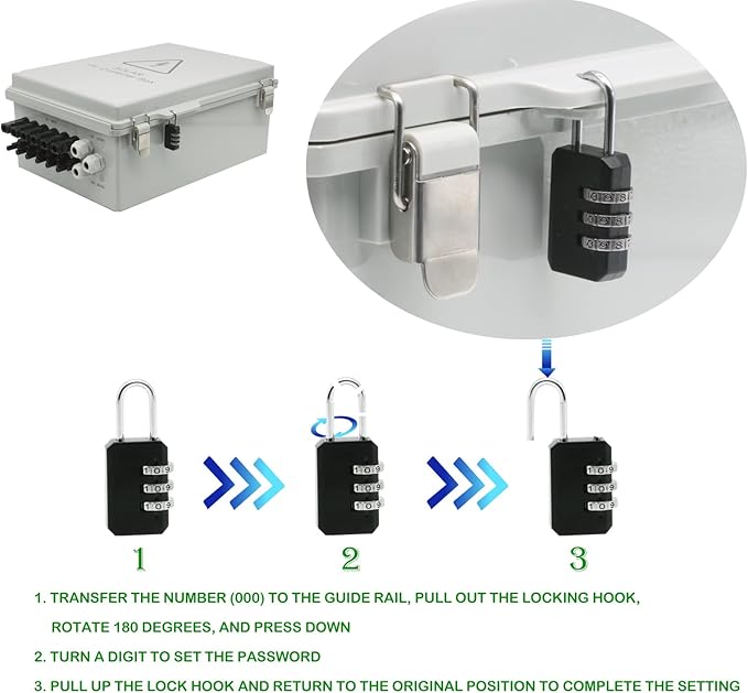6 String Solar Combiner Box, IP65 Waterproof PV Combiner Box for On/Off Grid Solar System, with Lightning Arrester, 15ARated Current Fuse & 63A Circuit Breaker (Plastic Box)
