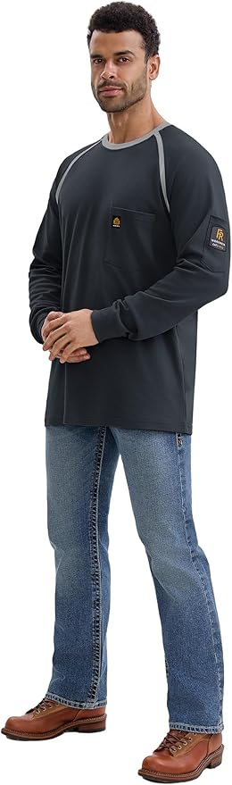 WORKWEYA 6.5oz Men's FR Shirts NFPA 2112 Lightweight Cotton Fire Retardant Shirt
