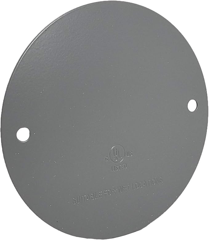 Sealproof Round Metallic Blank Weatherproof Outlet Cover, UL Listed, Gray