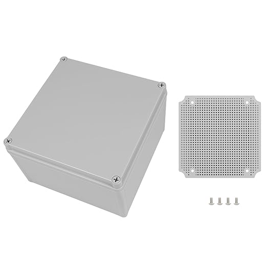 Junction Box，7.9"x 7.9"x 5.1" Outdoor Electrical Box with Mounting Plate, IP67 Dustproof Waterproof ABS Plastic Project Box, DIY Electrical Enclosure Gray (200x 200x 130 mm)