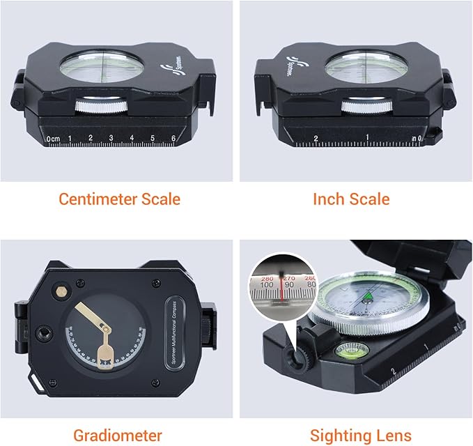 Sportneer Compass Survival Hiking Military Waterproof Lensatic Compass with Inclinometer for Camping Hunting