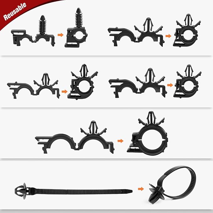 Nilight 60Pcs Automotive Wire Loom Routing Clip Wiring Harness Assortment Kit 6 Different Sizes Universal Replacement Parts with Car Cable Ties for Honda GM Mazda 2 Years Warranty