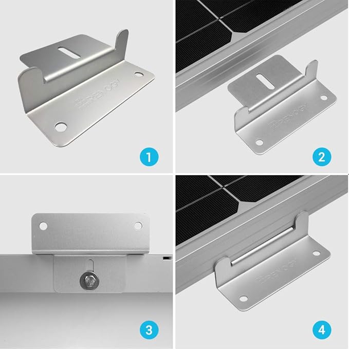 Renogy 4 Sets of Solar Panel Mounting Z Brackets Lightweight Aluminum Corrosion-Free Construction for RVs, Trailers, Boats, Yachts, Wall and Other Off Gird Roof Installation, 4 Count