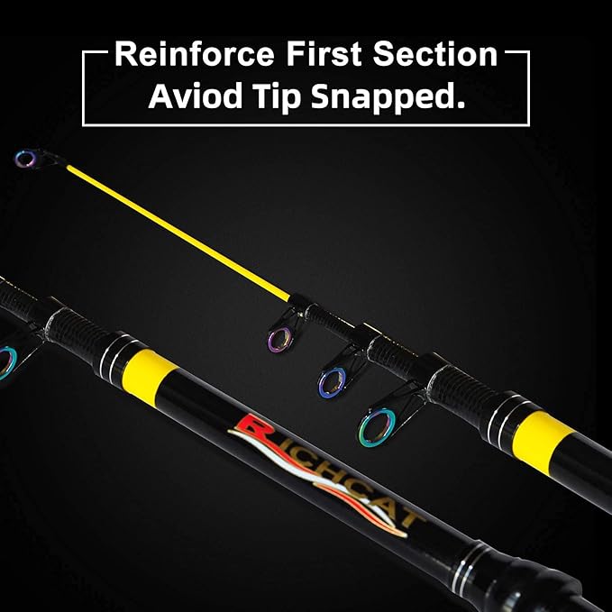Richcat Fishing Rod and Reel Combo，Medium Heavy Poles and Reels Telescopic Rod Kits for Adults， 22lb Line Pre-spooled with Spining Reel for Travel Saltwater Freshwater Catfish Bass Fishing