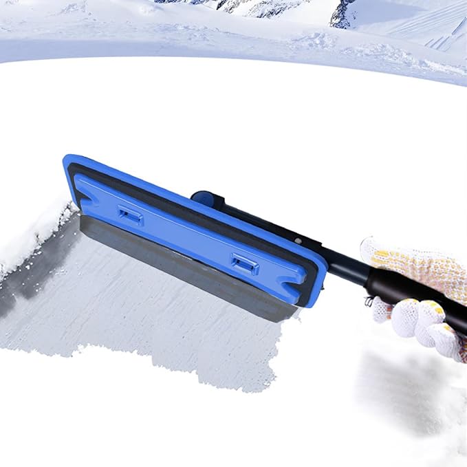 BELOMI 36" Car 3-in-1 Snow Brush, Detachable & Extendable Ice Scraper with Wide Foam Head & Ergonomic Grip, Lightweight Aluminum Snow Removal Tools Windshield & Paint Safe Shovel for Vehicle (Blue)