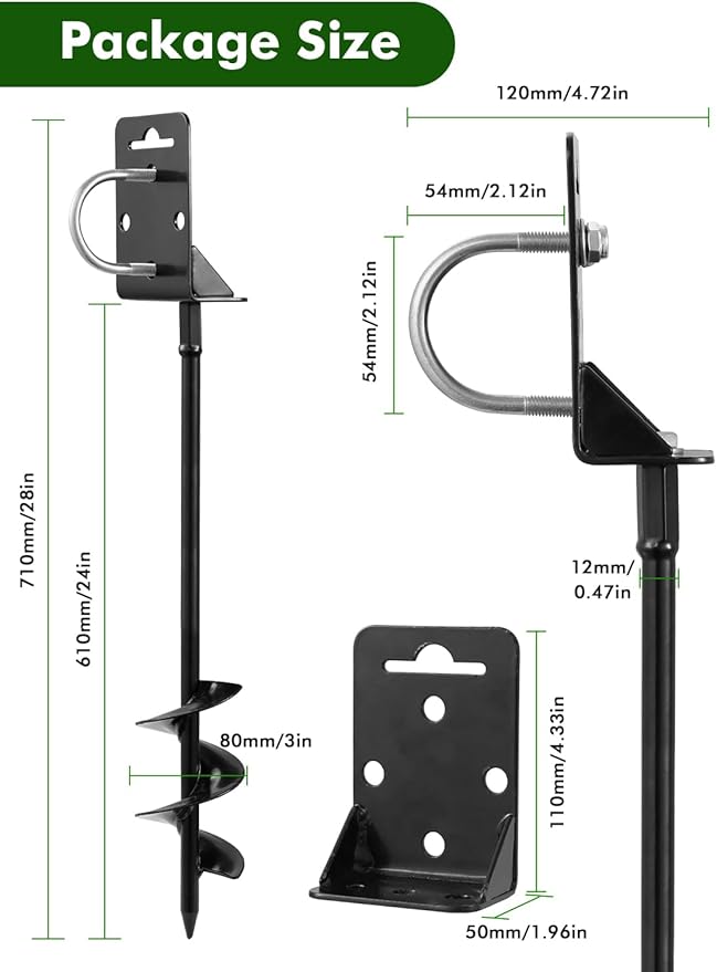 Ground Anchors Screw in,28" Set of 4 Mobile Home Anchors,Storage Shed Anchor Kit with Drill Bit,Ground Anchors Heavy Duty for Shed, Trampolines,Camping, Swing Sets