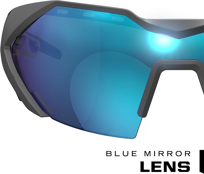 Mechanix Wear: Vision Type-E Safety Glasses with Advanced Anti Fog, Scratch Resistant, Grey Half Framed Protective Eyewear, Lightweight, Adjustable Arms and Nose, For Outdoor Use (Blue Mirror Lens)
