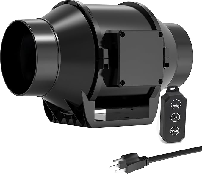 Toolazy Pro 6" Inline Duct Fan 405CFM with 10-Speed Digital Button Controller - EC Motor Ventilation Kit for Basement Dehumidification, Hydroponic Systems & Grow Tent Air Exchange (Ultra-Quiet Design)