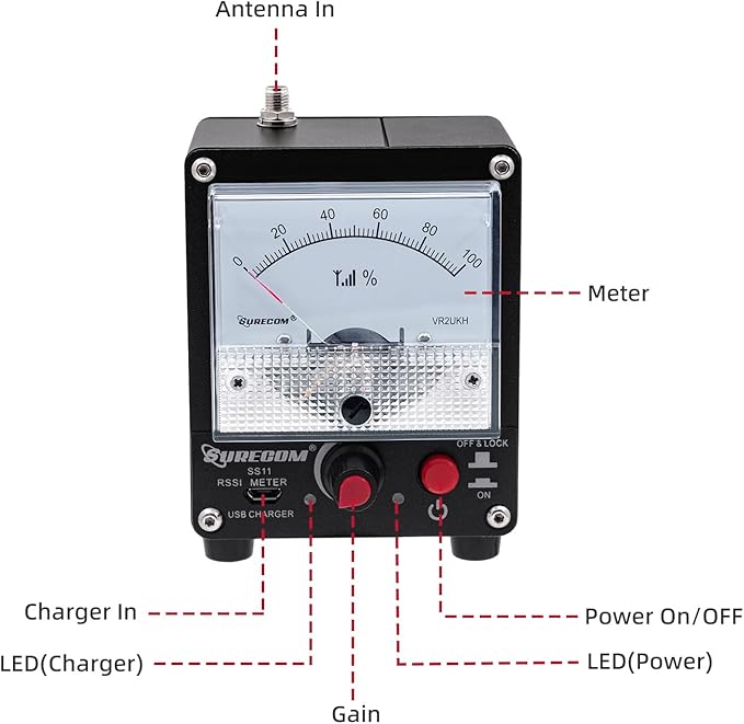 Mcbazel Surecom SS11 Portable Field Strength Power Test Meter RF Signal Strength Test Meter with Antenna