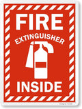 SmartSign 24 x 18 inch “Fire Extinguisher Inside” Sign with Pre-cleared Holes, Digitally Printed, 55 mil HDPE Plastic, Red and white, Made in USA