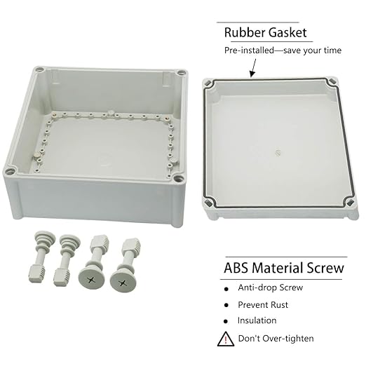 Zulkit Junction Box ABS Plastic Dustproof Waterproof IP67 Junction Boxes Universal Electrical Project Enclosure DIY Electronic Project Box Grey 11.02 x 11.02 x 5.12 inch (280 x 280 x 130 mm)