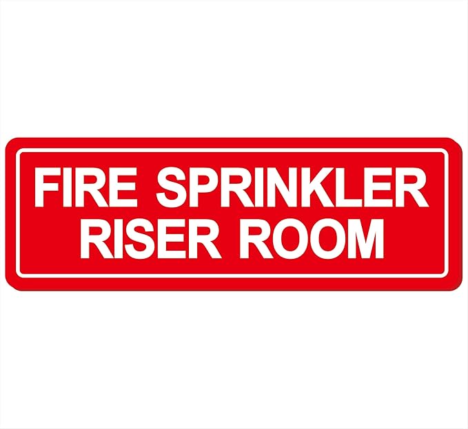 Fire Sprinkler Riser Room Sign - Made from Premium Durable Acrylic Material, Super Strong Self-Adhesive, QuickInstallation, Perfect for Your Business and Home (9x3 Inches, Red)
