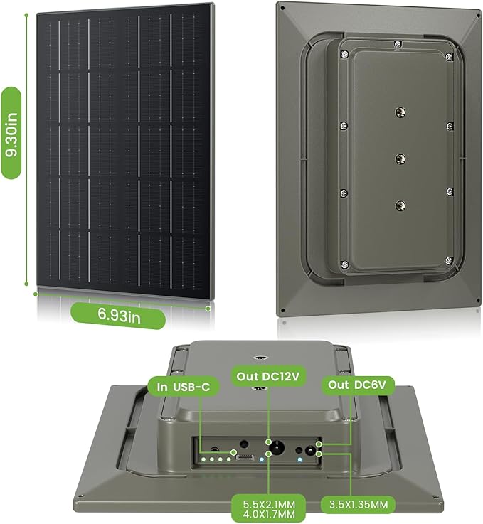 8W Solar Panel for Trail Camera Hunting Camera, Built-in 12V/6166mAh,6V/12333mAh Rechargeable Lithium Battery IP66 Waterproof Hunting Accessory for Edge Series Camera&ULTRA,X,X Pro,Pro 3,SK Camera etc