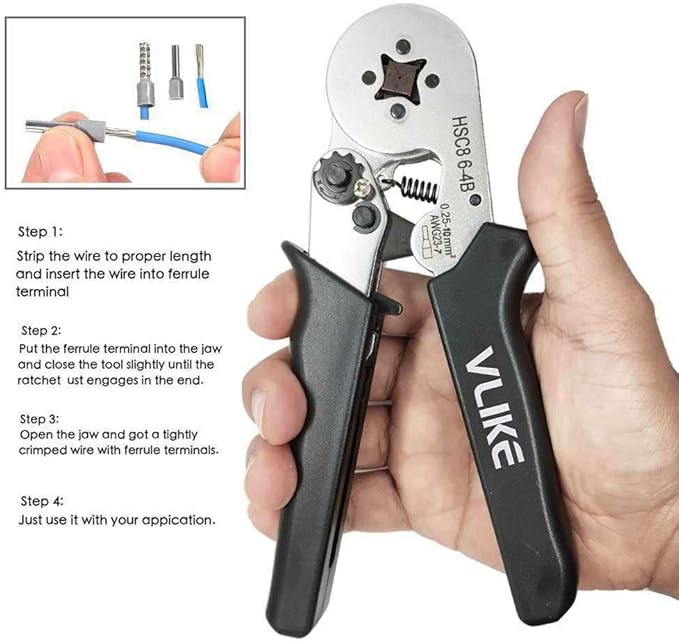 Ferrule Crimping Tool, VLIKE Wire Crimper Pliers with 1200 Terminal Ferrules Tinned Copper Ferrule Connector Sleeves for Stripper Wiring Projects