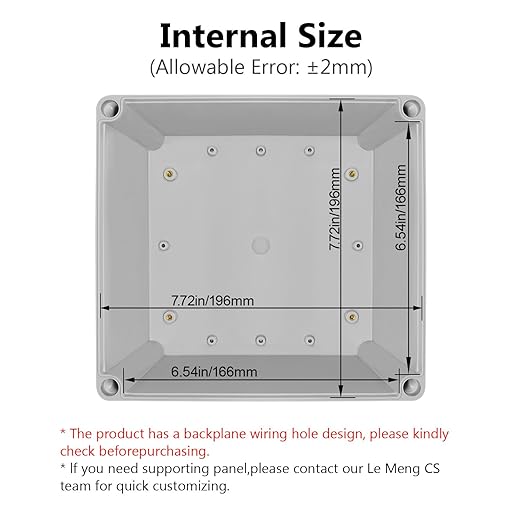 LeMotech Waterproof Dustproof IP67 Junction Box DIY Case Enclosure Gray 7.9 x 7.9 x 5.1 inch (200 x 200 x 130 mm)
