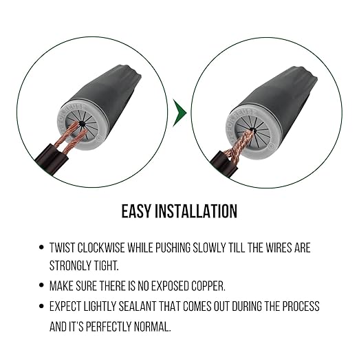 GKOLED Waterproof Wire Connectors, Silicone Filled Outdoor Electrical Screw Terminals for Low Voltage LED Landscape Lights, Wire Caps Compatible with 22AWG-12AWG, Irrigation Valves, Dark Gray, 30-Pack