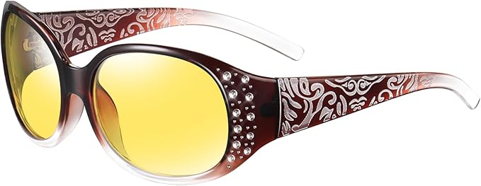 HAOLOTA Night Vision Driving Glasses Women Anti Glare Polarized, Wrap Around Nighttime Safety Glasses UV Protection