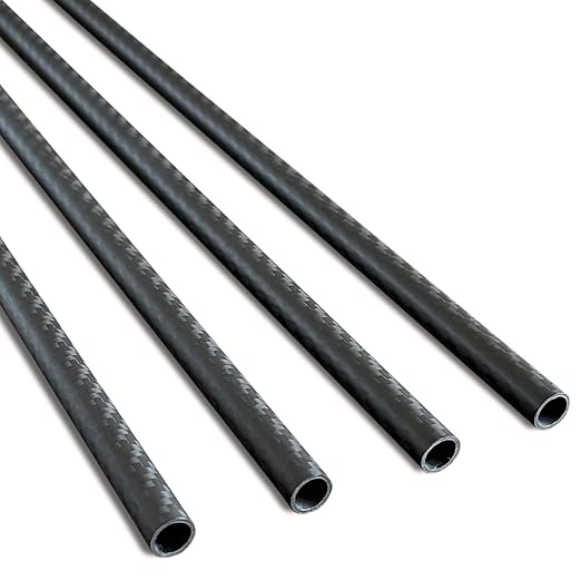 4pcs Carbon Fiber Tube 10x8x500mm,6~50mm Available, 3K roll Wrapped Twill Matte Finish.