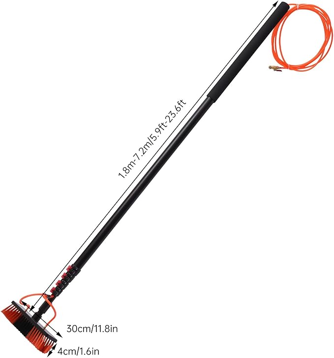 24ft Solar Panel Cleaner Brush Pole, Window Cleaner Water Fed Pole Washing Tool Solar Panel Cleaning System Water Fed Pole Set for Windows, Solar Panels, Glass Walls, Roofs, Cars