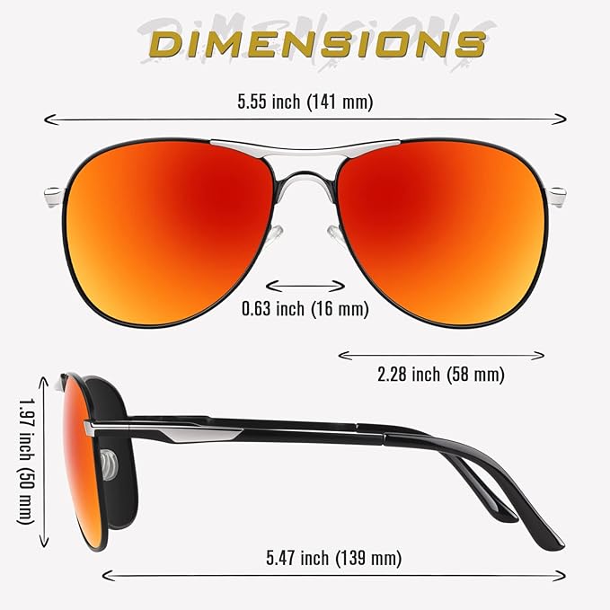 GQUEEN Classic Military Style Pilot Polarized Sunglasses Spring Hinges Al-Mg for mens womens MOS1