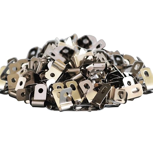100 Pcs Fence Wire Clamps for 2-6 Gauge Wire Fencing, Stainless Steel Wire Clips Mount Welded Wire to Vinyl, Wood or Metal Fence