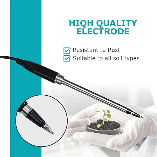 Digital Soil EC Meter 2-in-1 Porfessional Plants EC Temperature Tester Meter with Corded Sensor, Backlight LCD Display, Temperature Compensation, Easy Calibration for Soil Plants Lawn Nutrient Test